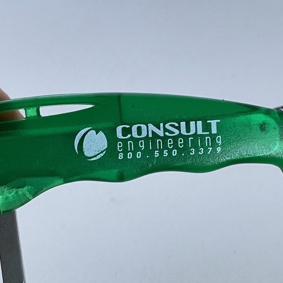 Consult Engineering Ad Green Plastic Stainless Bottle Opener Corkscrew Knife - Picture 3 of 13